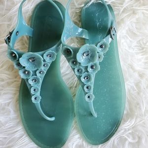Coach Green Tea Rose Jelley Sandals Flats Shoes